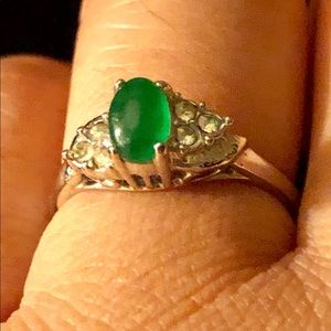 Lab created emerald silver ring